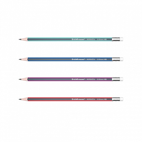 Карандаш чернографитный с ластиком ErichKrause Sonata, трехгранный 45617