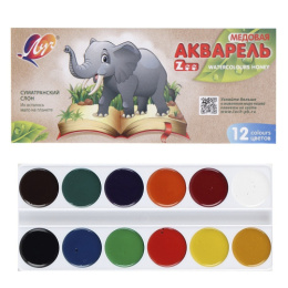 Акварель 12 цветов Луч Zoo, без кисточки 19С 1247-08