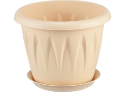 Кашпо пластиковое Алиция с поддоном 1,0л d-14см h-11см белая глина Idea М3064