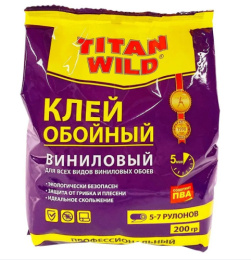 Клей обойный Titan Wild виниловый 200г, в пакете Titan Wild