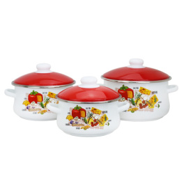 Эмаль набор посуды Магн 3 предм. кастрюли грушевидные с металл. крышками 2л, 3л, 4л Сыры Эмаль Магнитогорск 7-335/6