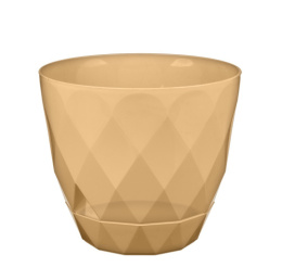 Горшок для цветов пластиковый Sunrise с поддоном 2,3л d-17,5см золотой Lidex LX1600238-01