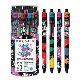 Ручка шариковая автоматическая синяя, 0,5мм, ассорти COMB-USD-130-PVC36