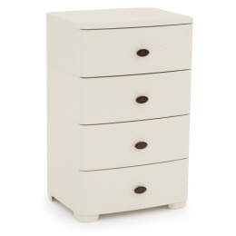 Комод четырехсекционный широкий пластиковый Плетенка 55,5х44,5х87,5см слоновая кость Альтернатива М4059