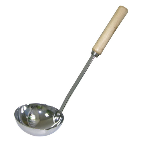 Половник стальной хромированный деревянная ручка, Ретро Мультидом AN57-71