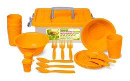 Набор посуды для пикника пластиковый на 4 персоны, 20 предметов Антонио, в контейнере 6л, цвет в ассортименте Martika С69