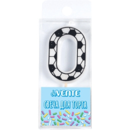 Свеча-цифра 0 Футболист с черно-белым рисунком deVente 9060918