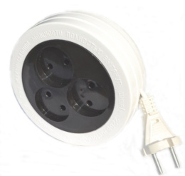 Удлинитель 3 розетки  5м  6А без заземления, ШВВП 2 х 0,75, 1300Вт (рулетка), в пакете Веллконт У10-450