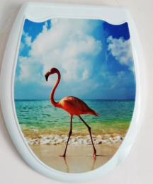 Сиденье для унитаза пластиковое Декор с рисунком Фламинго Океан 104-406-20