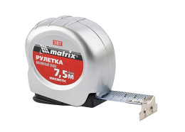 Рулетка  7,5м х 25мм пластиковый корпус с магнитным зацепом, Magnetic Matrix 31012