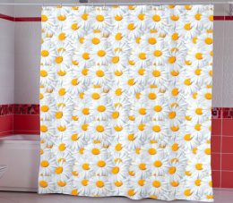 Штора для ванной полиэстер 180х200см Mir Camomile (Ромашки) Miranda 01.6236