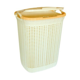 Корзина для белья пластиковая прямоугольная 55л 43,5х35х58см Вязание, бежевый Ар-Пласт 15005