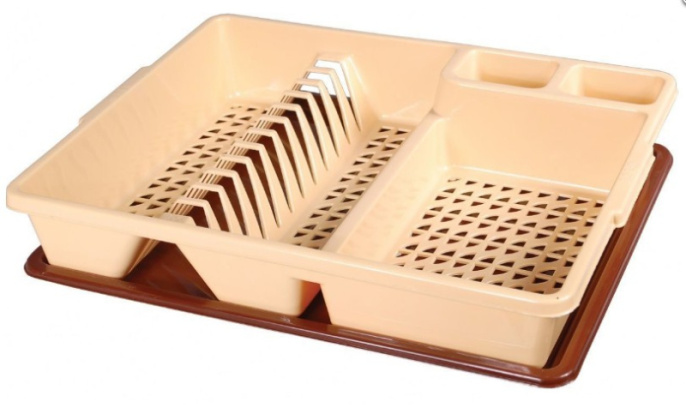 Тарелосушка пластиковая с поддоном 43х25х9см, бежевый Ар-Пласт 16014