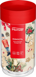 Емкость для продуктов пластиковая с завинчивающейся крышкой 1,0л Игрушки, красный Homver 223138106/03