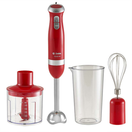 Блендер погружной с измельчителем 1000Вт, "Турбо", красный Delta DL-7064B