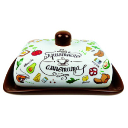 Масленка керамическая (доломит) прямоугольная Приятного аппетита, в п/у Appetite ZFC046-9