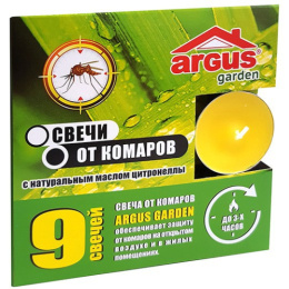 Свечи от комаров  9шт. с запахом цитронеллы 3 часа горения, в гильзе Argus  AR-60920
