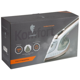 Утюг-отпариватель 1800Вт, тефлоновая подошва, LE-1809, белый с золотистым Leonord 108268