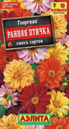 Георгина Ранняя птичка смесь окрасок махровая 0,3г цветной пакет Аэлита