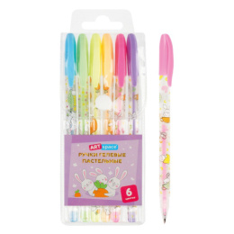 Ручки гелевые набор  6 цветов Artspace Bunny, 1мм, пастель GP6_96958