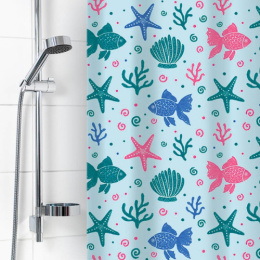 Штора для ванной полиэтилен 180х180см 6984 12 колец Одиссея, голубой Вилина