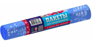 Пакеты фасовочные для заморозки в рулоне 24х35см  25шт. Суперпрочные, 17мкм, ПНД, с полем для записи, голубые Avikomp 86726