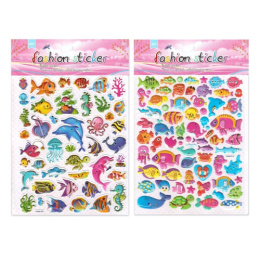 Наклейки объемные 25х21см Подводный мир, 2 вида НМ88-009,010  Р31