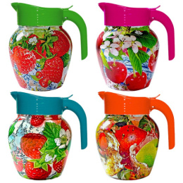 Кувшин стеклянный 1,5 л с крышкой Фруктовый микс 107-001