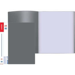 Папка с  40 файлами Devente Daily А4 600мкм, непрозрачная серая 3103408