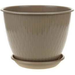 Горшок для цветов пластиковый Корсика с поддоном 1,8л d-17см h-13см фраппе 5plast 5PL0292