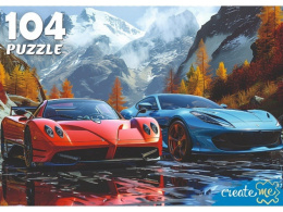 Пазлы  104 элемента Два авто на фоне гор Ф104-4533
