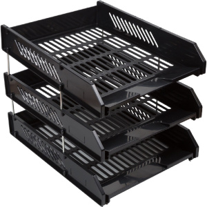 Лотки для бумаг 3 секции Devente, черный 3040403