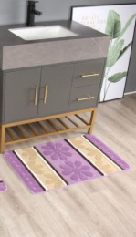 Коврик напольный для ванной на резин. основе 60х 90см, сиреневый/бежевый Baizheng B038