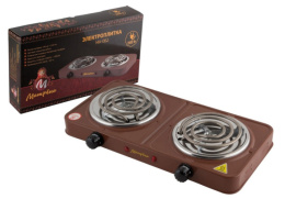 Плита электрическая настольная 2 конфорки, МА-061, спираль, коричневый Матрена 006058