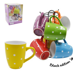 Кружки керамические набор 6шт. на металлической подставке 360мл Яркий горошек, в п/у Lavenir 17222