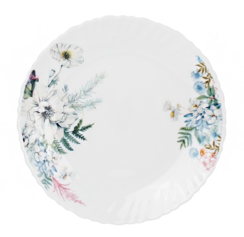Тарелка стеклокерамическая мелкая 190мм Цветы Фокус 7327-твч7,5