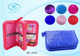 Пенал двухкамерный с реверсивными пайетками, если провести рукой меняют цвет МС-4356