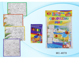 Раскраска-коврик ПВХ 6 мелков, мелки легко стираются МС-4678