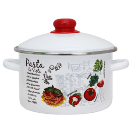 Кастрюля эмалированная Магн Паста 3,0л цилиндрическая с металл. крышкой Эмаль Магнитогорск 01-Б1612/4М