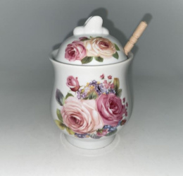 Банка для меда фарфоровая 0,30л с ложкой Цветы, в п/у Guterwahl 102-05116