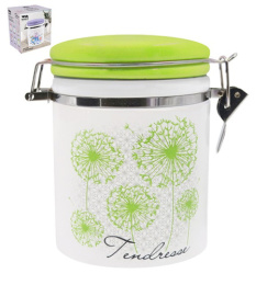 Банка для сыпучих керамическая (доломит) с клипсой  650мл Нежность, в п/у Lavenir HC800-D211