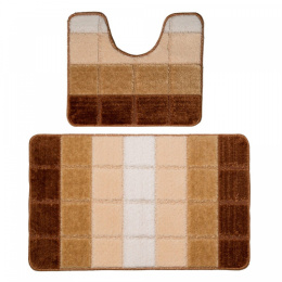 Комплект ковриков напольных для ванной и туалета на латекс. основе Comfort Quadro 2пр. 60х100см/50х60см, 10мм, кремовый DKTX DTX.CMQ.2.60/100-CR