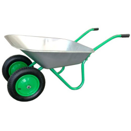 Тачка садовая 65л, 2-колесная с оцинкованным корытом и пневмоколесами d-365мм 13" (3,00х8)/ 20 мм Mawipro ТС-6204S