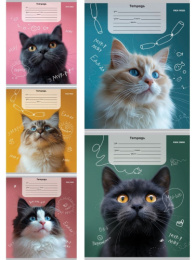 Тетрадь  12 листов косая линейка Портретные фото котов-1 12-4277