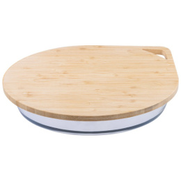 Форма для запекания стеклянная жаропрочная овальная с бамбуковой крышкой 3 в 1 Cristallino 32x23x7см 2,4л Mallony 108342