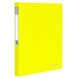 Папка на 2-х кольцах Brauberg Neon, корешок 25мм, с внутренним карманом, желтый 227457/071Q-2K