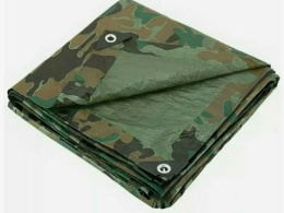 Тент тарпаулин 6х10м полиэтиленовый ламинированный с люверсами, 120г/м2, камуфляж ХозАгро