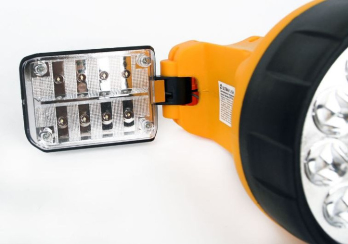 Фонарь аккумуляторный светодиодный 11LED + галоген + 8LED, 220В/12В, желтый Ultraflash UF3753LED