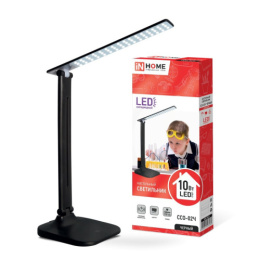 Лампа настольная ученическая светодиодная 10Вт, сенсор-диммер, адаптер, черный In Home ССО-02Ч/3480