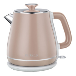 Чайник электрический 1,8л 2200Вт, нержавеющая сталь, пластик, диск, коричневый Delta lux DE-1019